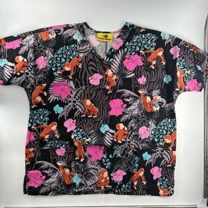 Curious George Women’s Small V-Neck 2 Pocket Scrub Top